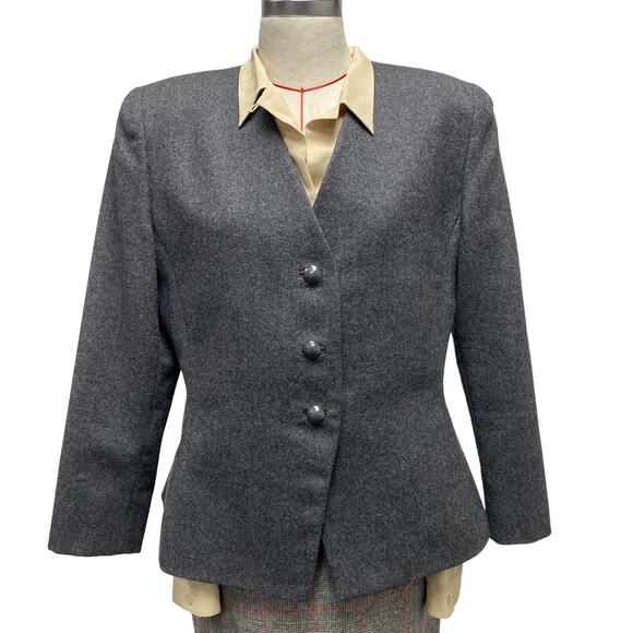 Vintage Lilli Ann I Magnin Womens Grey 3 Button Tailored Blazer - Picture 3 of 11